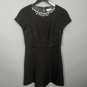 Ted Baker Foppar Short Sleeve Fit-and-Flare Black Dress - Size 3